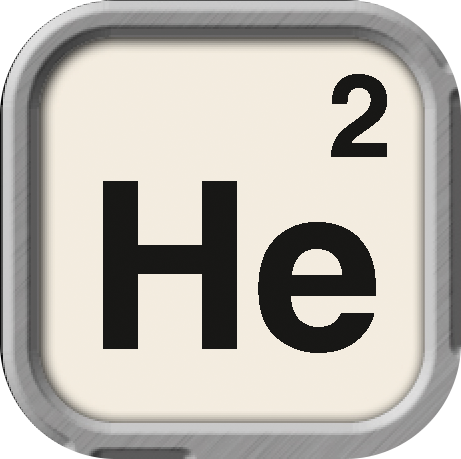 Helium-Icon: Kürzel He und Ordnungszahl 2